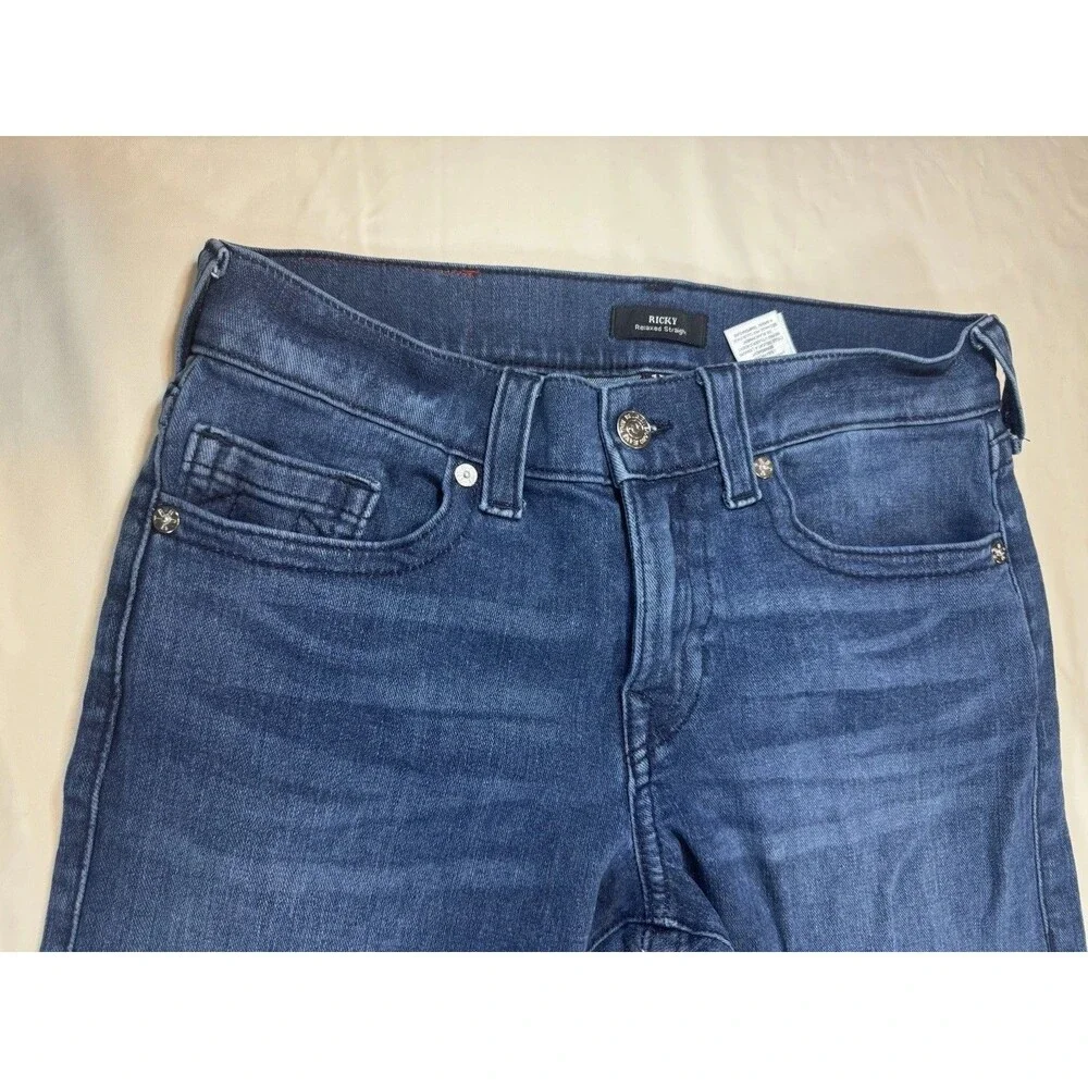 True Religion Ricky Straight Jeans Mens 31 Medium Wash Stretch Denim